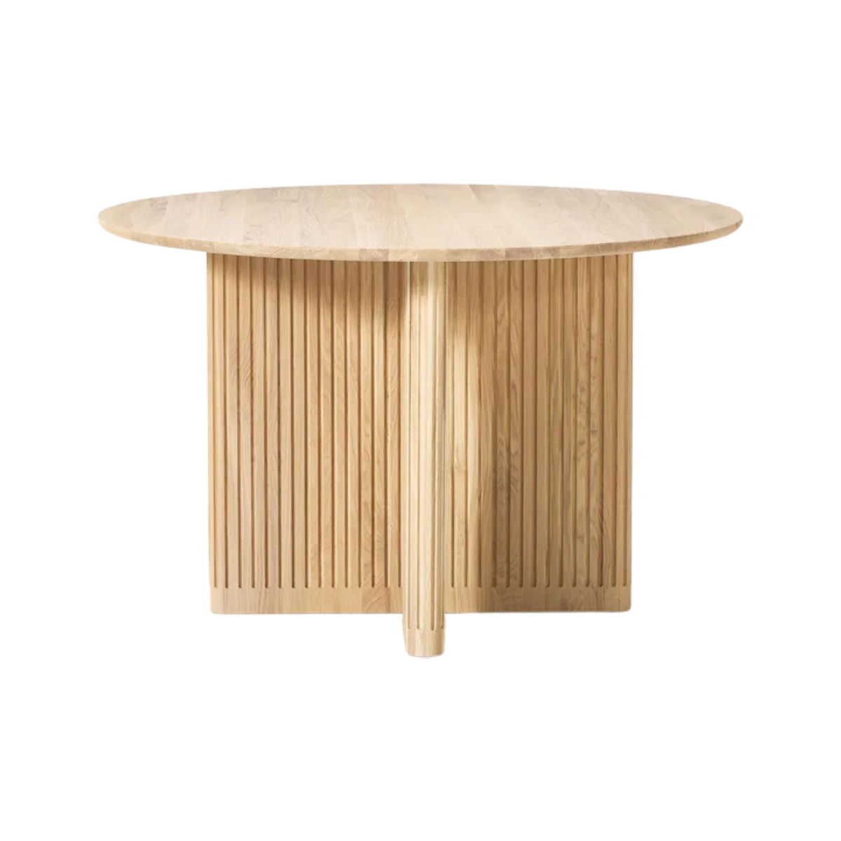 Mesa redonda Kena con enchape roble blanco Ø 120 cm