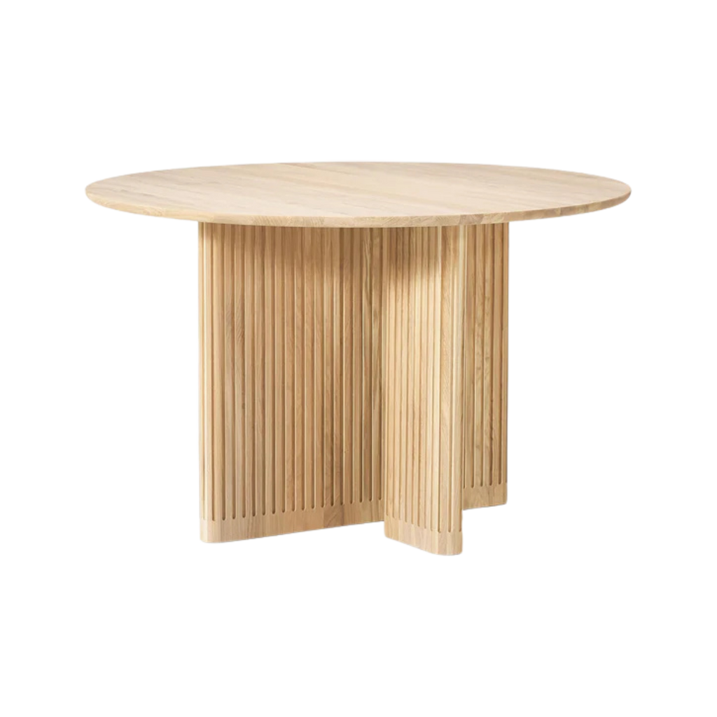 Mesa redonda Kena con enchape roble blanco Ø 120 cm