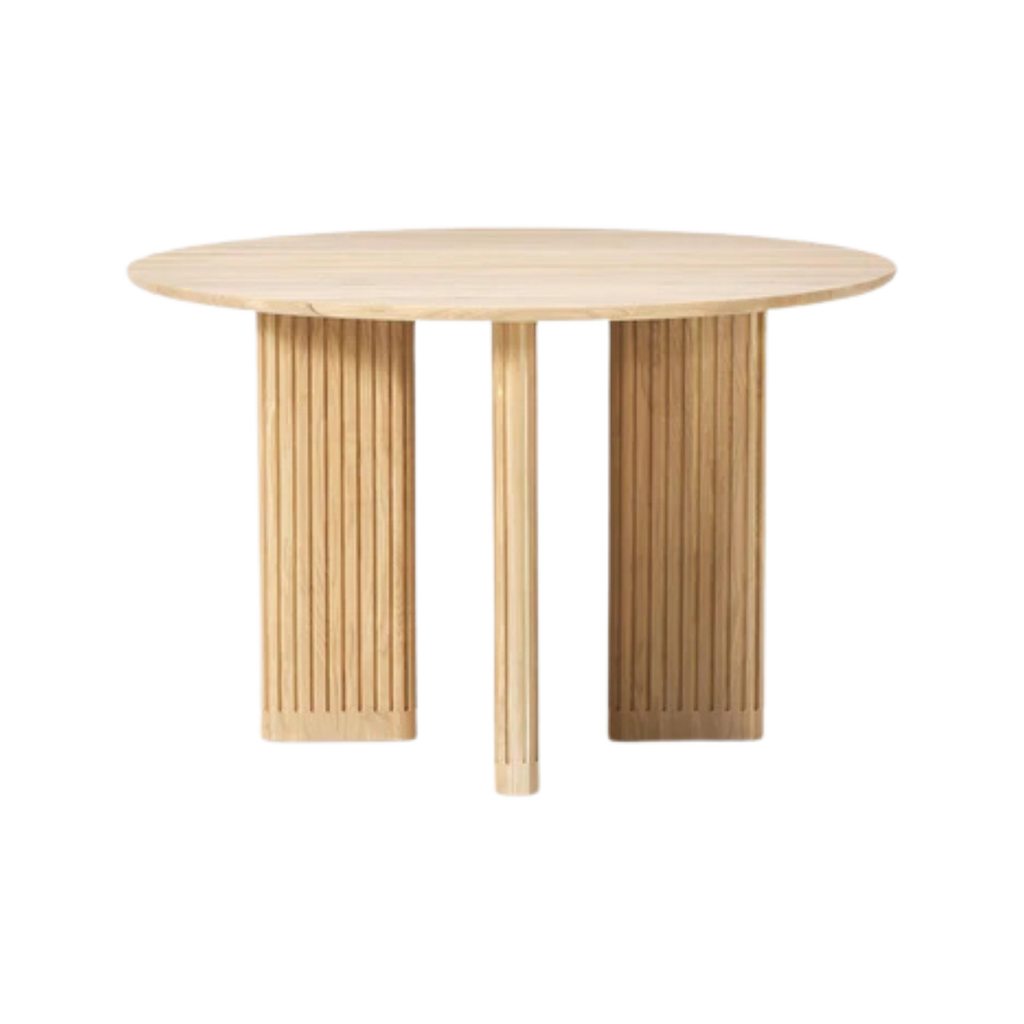 Mesa redonda Kena con enchape roble blanco Ø 120 cm