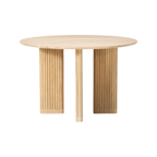 Mesa redonda Kena con enchape roble blanco Ø 120 cm