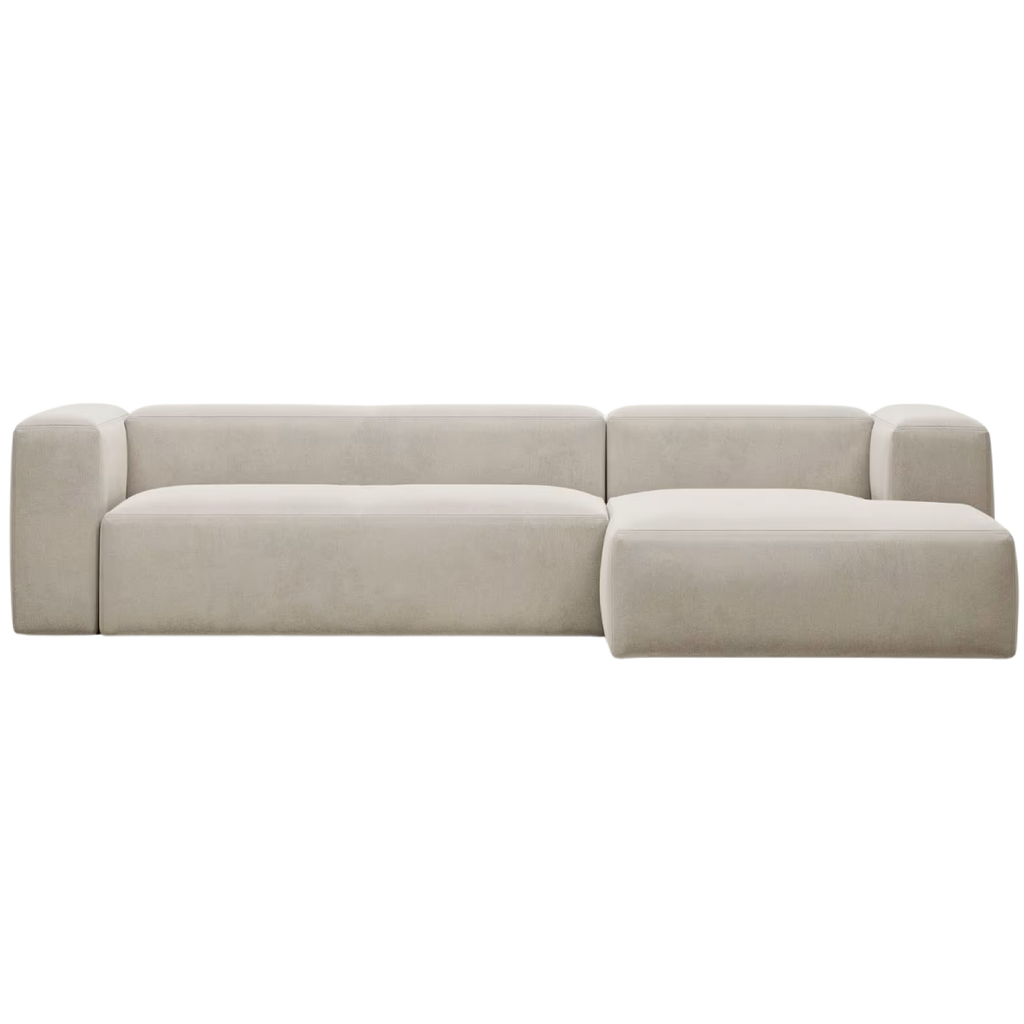 Sofá chaise lounge Leni beige (3 plazas)