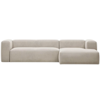Sofá chaise lounge Leni beige (3 plazas)