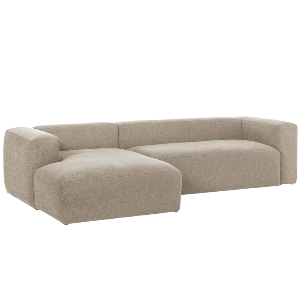 Sofá chaise lounge Leni beige (3 plazas)