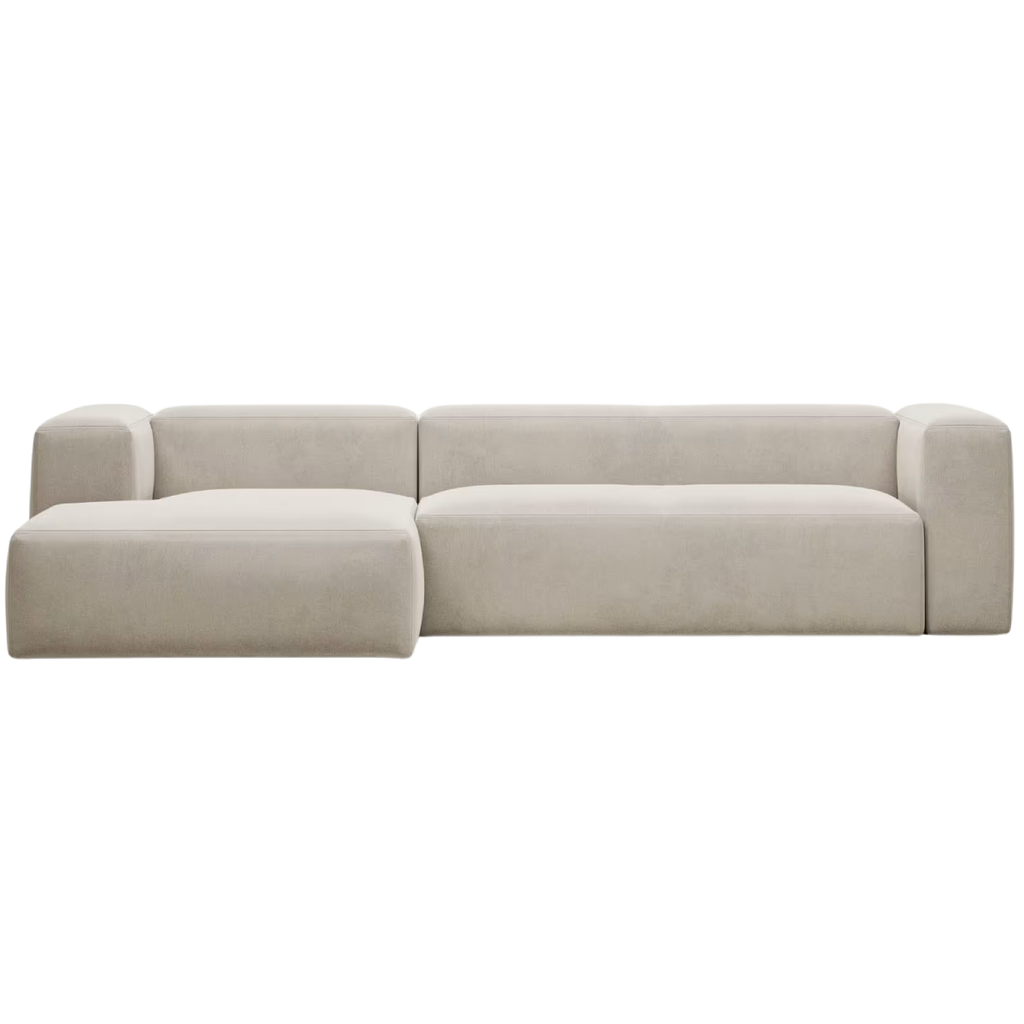 Sofá chaise lounge Leni beige (3 plazas)