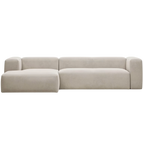 Sofá chaise lounge Leni beige (3 plazas)