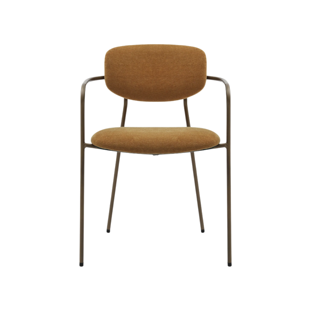 Silla Lisa marrón ocre metálica acabado oro envejecido