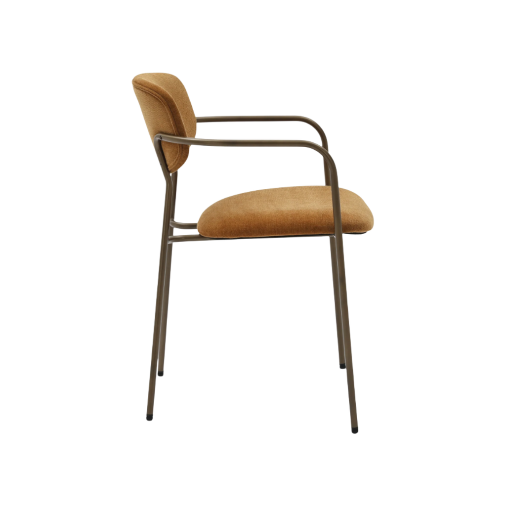 Silla Lisa marrón ocre metálica acabado oro envejecido