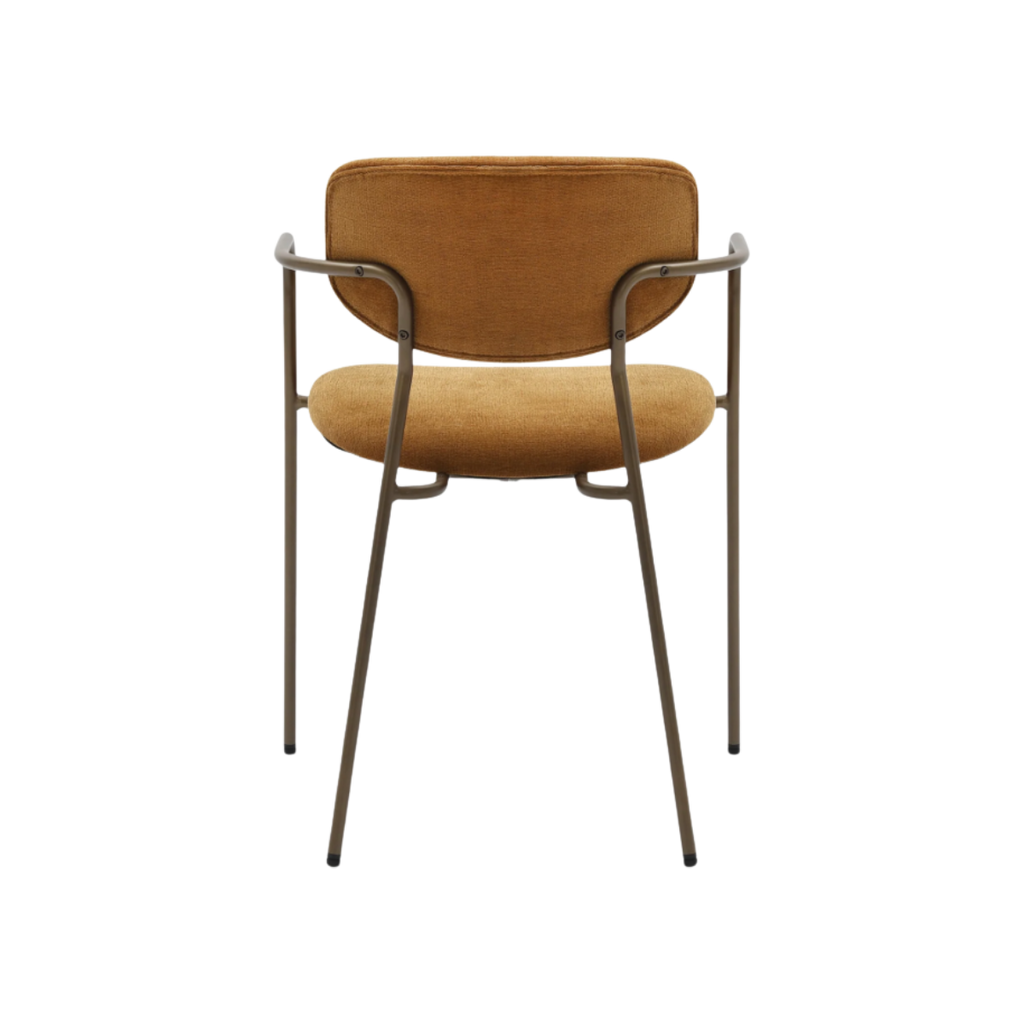 Silla Lisa marrón ocre metálica acabado oro envejecido