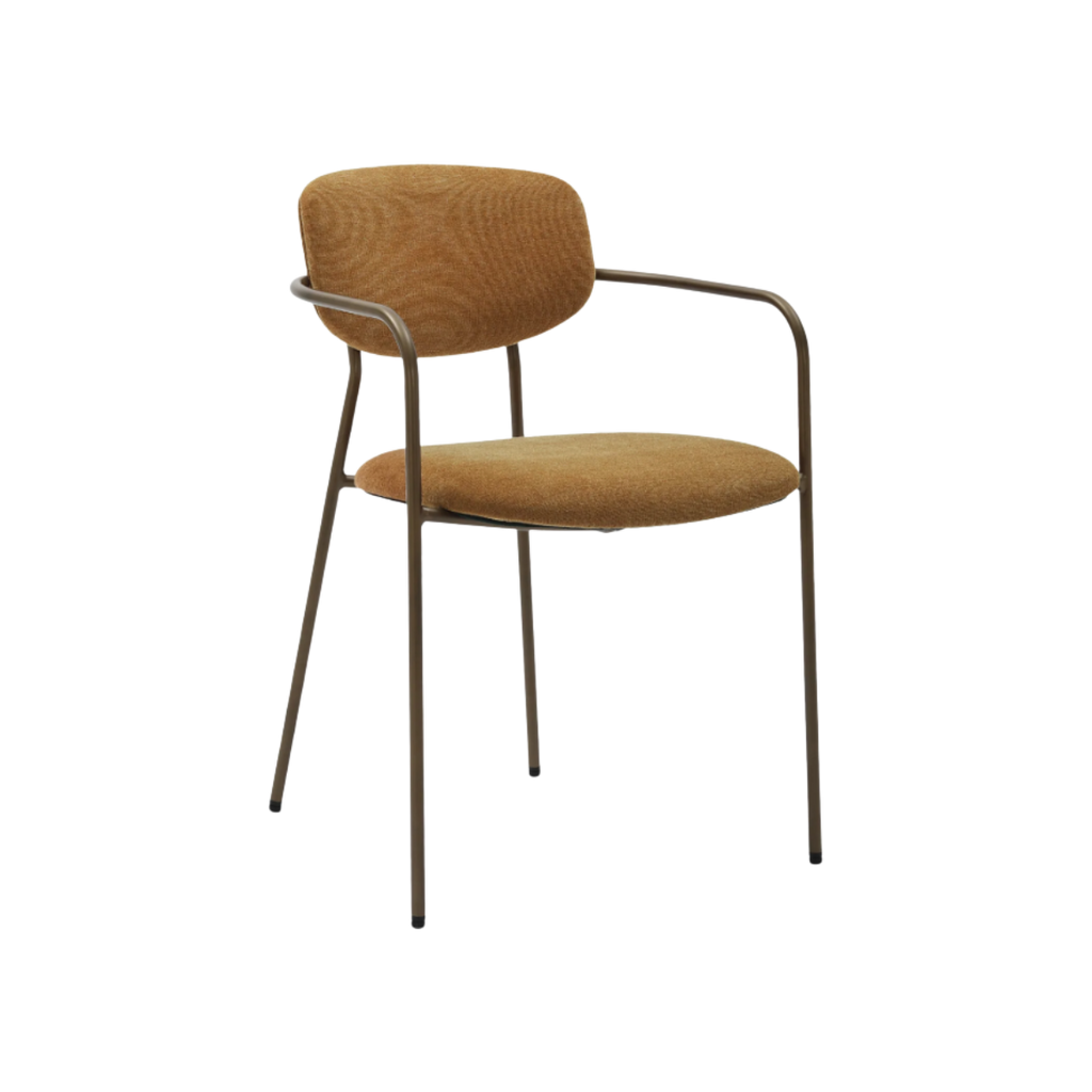 Silla Lisa marrón ocre metálica acabado oro envejecido