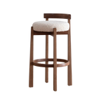 Silla alta Lior beige de madera maciza cachimbo