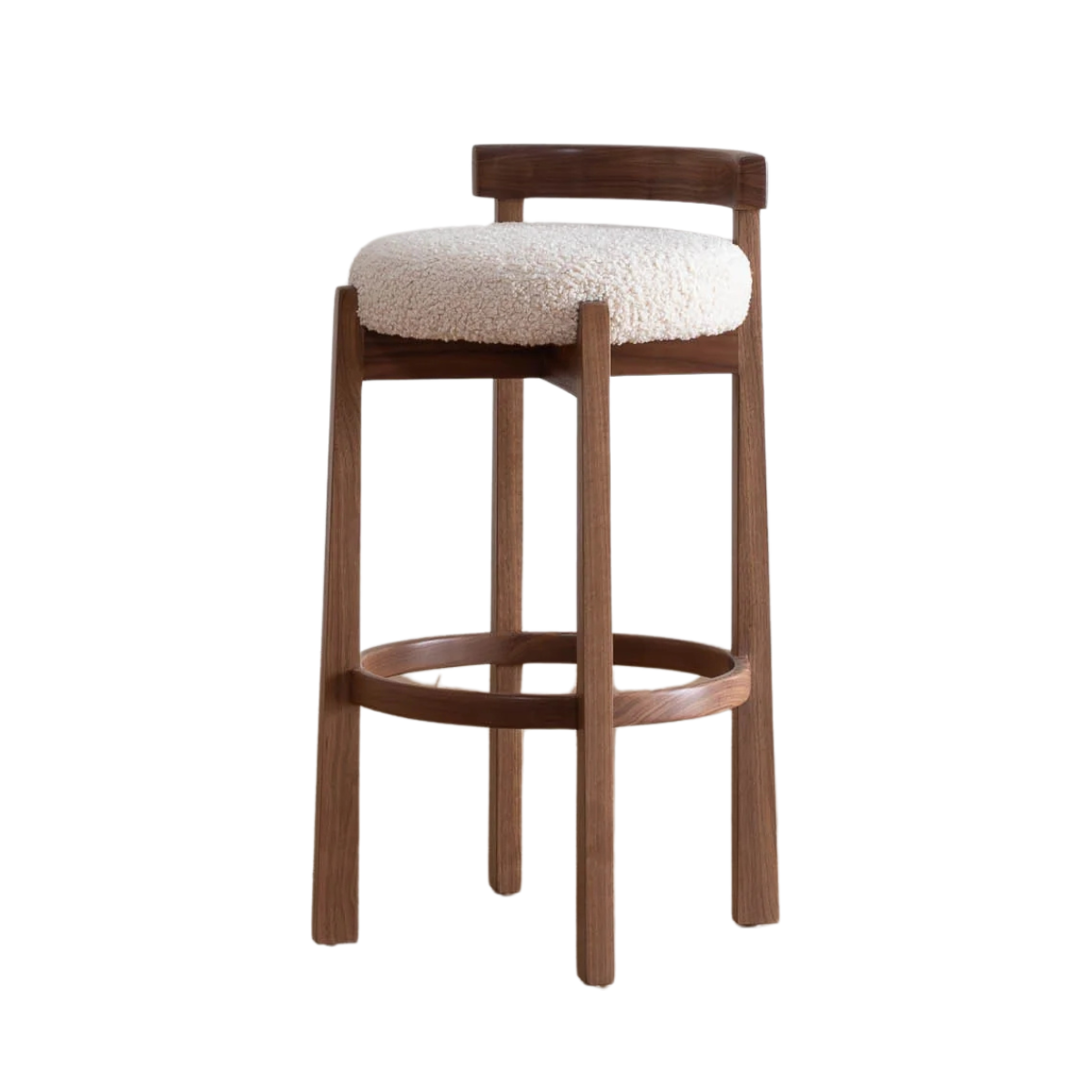 Silla alta Lior beige de madera maciza cachimbo