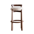 Silla alta Lior beige de madera maciza cachimbo