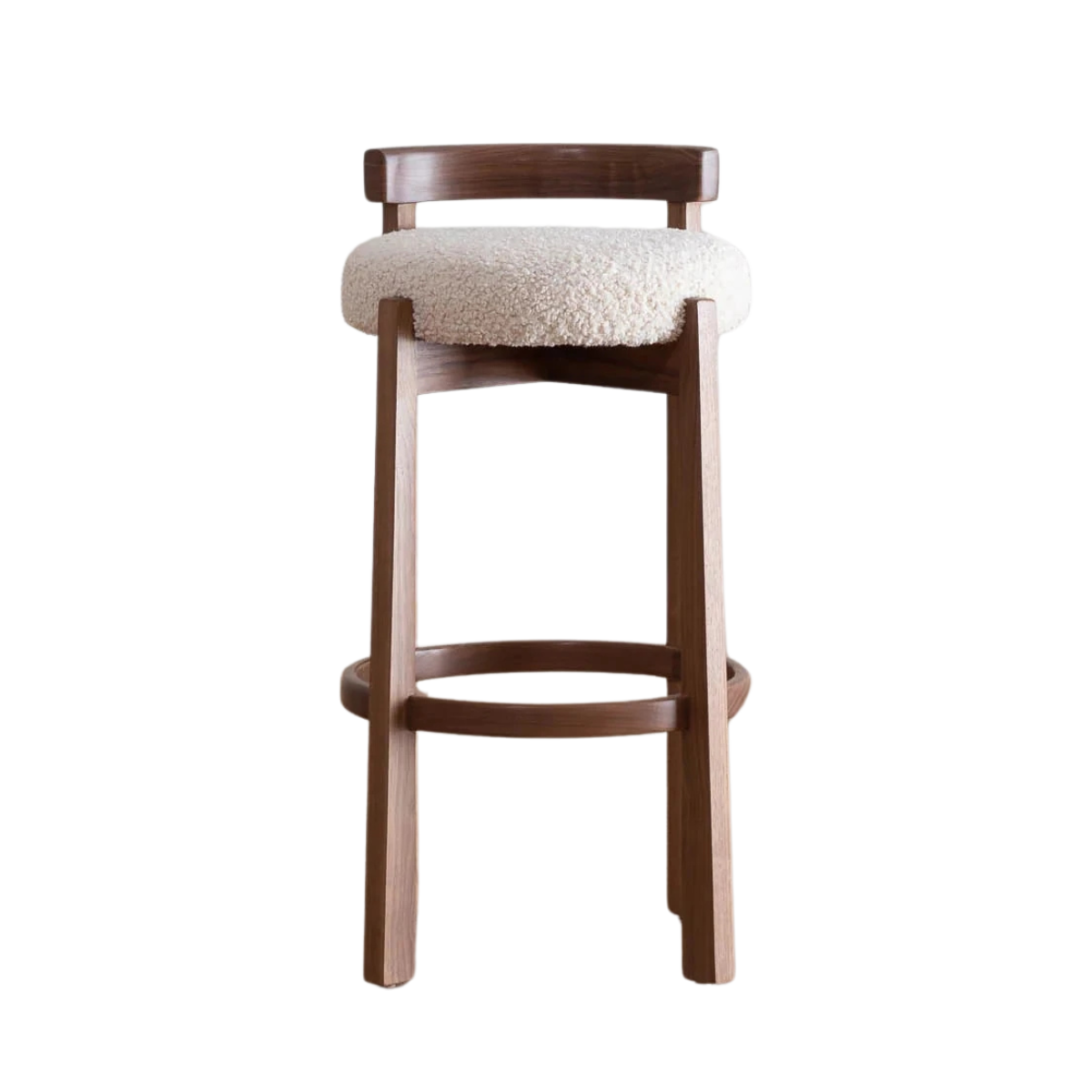 Silla alta Lior beige de madera maciza cachimbo