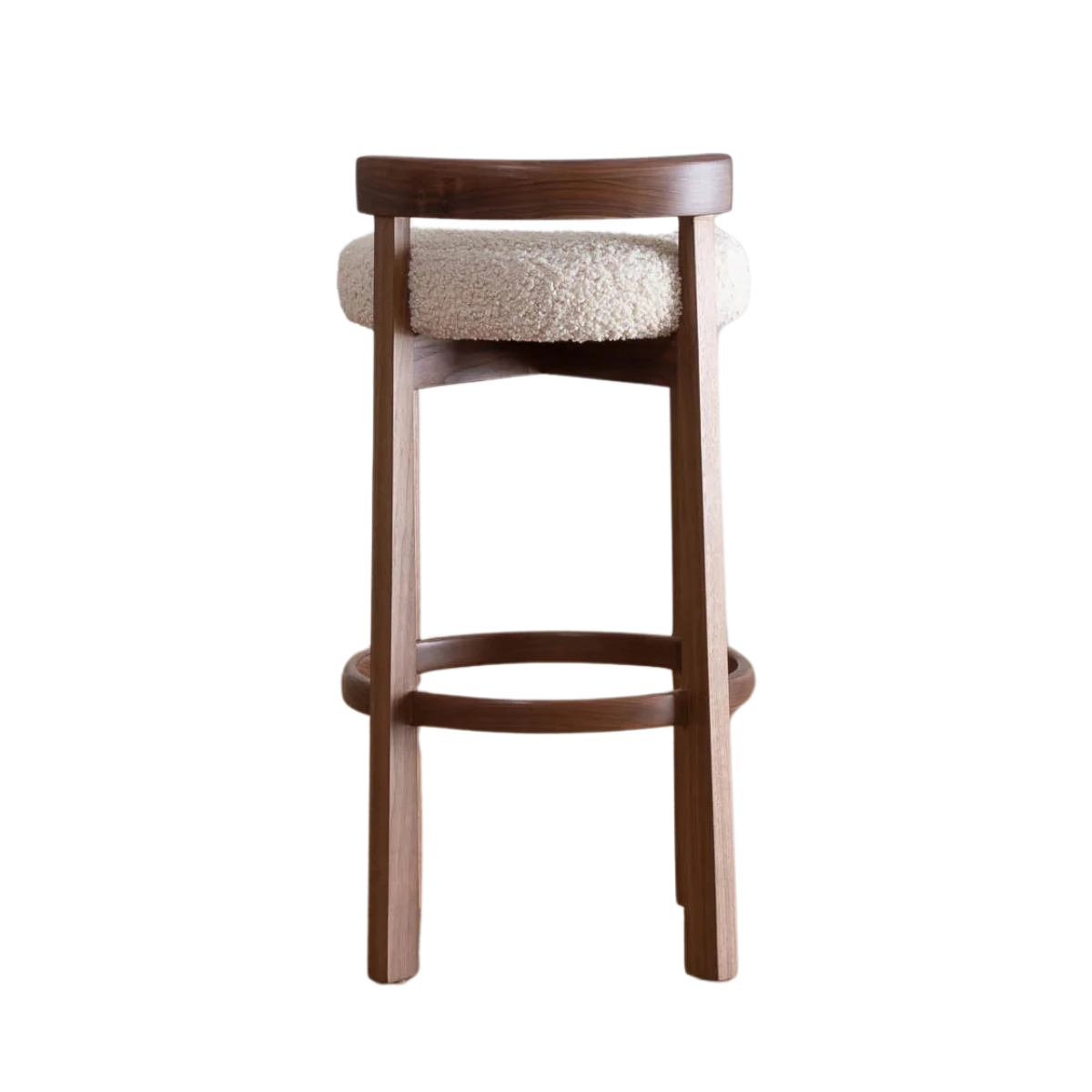 Silla alta Lior beige de madera maciza cachimbo