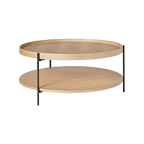 Mesa de centro redonda Cali tablero de madera roble blanco
