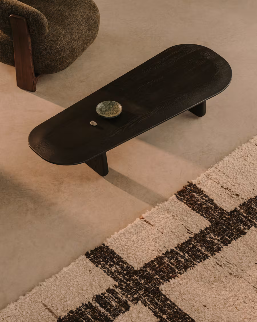 Mesa de centro Nara enchapado en alamo negro 130 x 50 cm