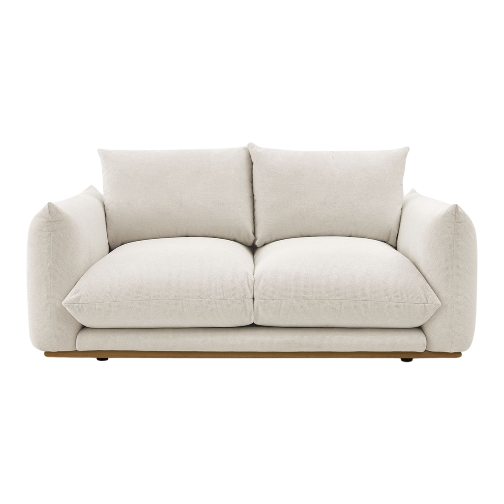 Sofá Nicola beige con patas madera (3 plazas)