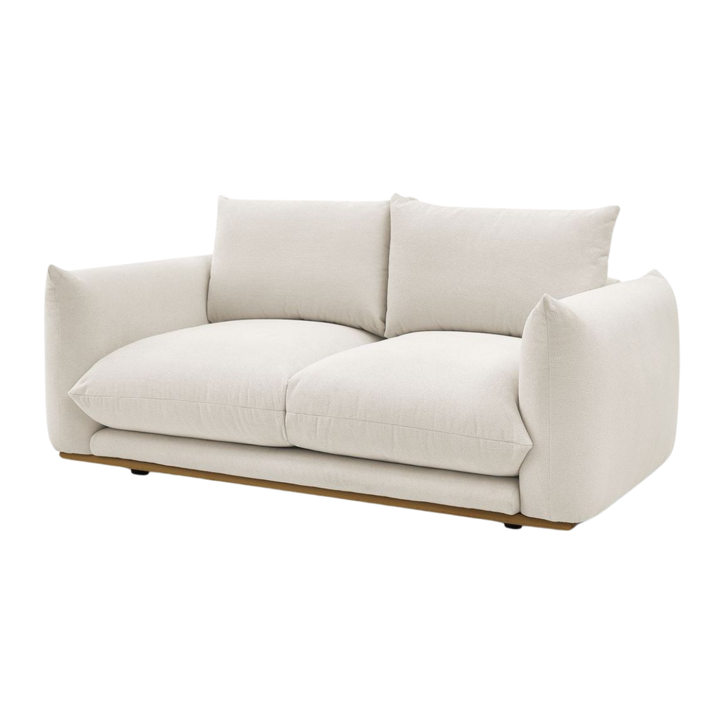 Sofá Nicola beige con patas madera (3 plazas)