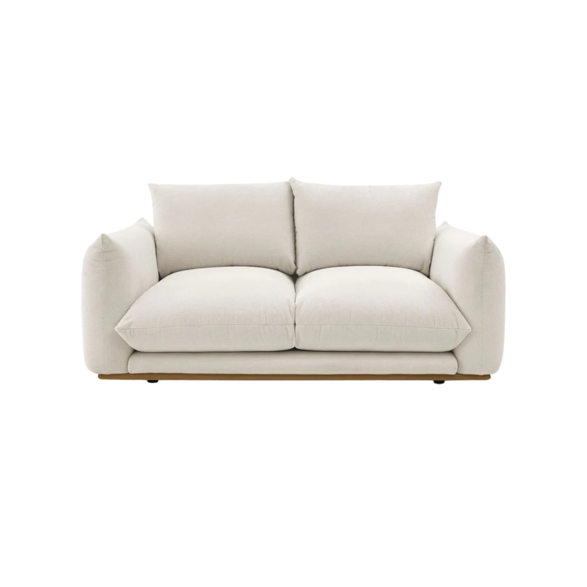 Sofá Nicola beige con patas madera (3 plazas)