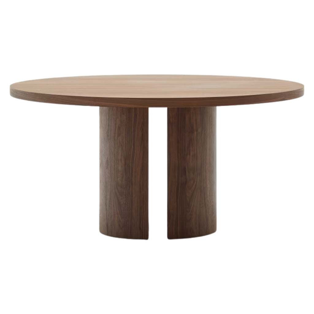 Mesa de comedor redonda Novac enchapado en nogal de Ø 150 cm