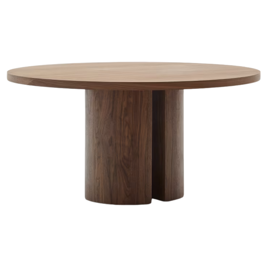 Mesa de comedor redonda Novac enchapado en nogal de Ø 150 cm