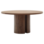 Mesa de comedor redonda Novac enchapado en nogal de Ø 150 cm