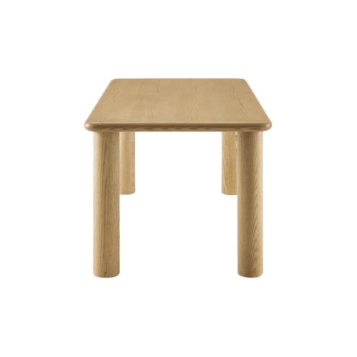 Mesa de comedor Runa enchapada en fresno natural de 160x90 cm