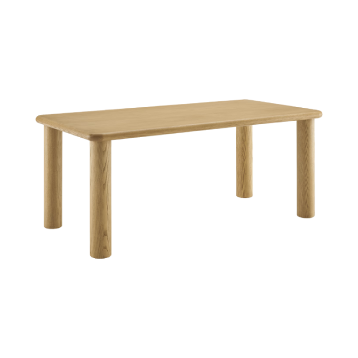 Mesa de comedor Runa enchapada en fresno natural de 160x90 cm