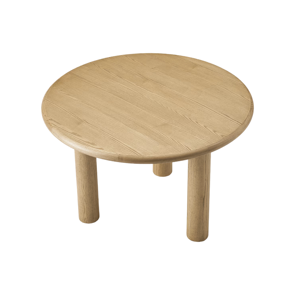 Mesa de comedor redonda Runa enchapada en fresno natural de Ø 120 cm
