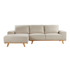 Sofá chaise lounge Aura gris claro con patas de madera maciza