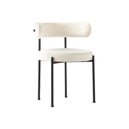 Silla Louis boucle blanco con estructura metálica negro