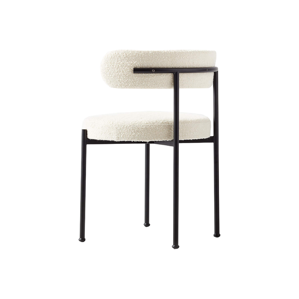 Silla Louis boucle con estructura metálica negro