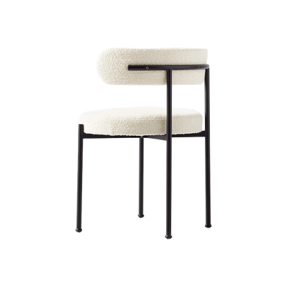 Silla Louis boucle blanco con estructura metálica negro