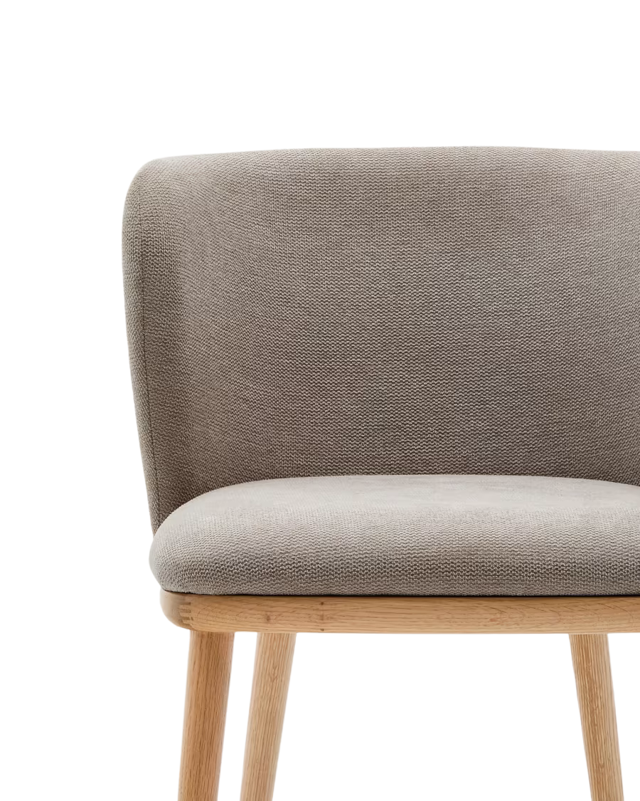 Silla Collin de chenilla marron con patas de madera maciza
