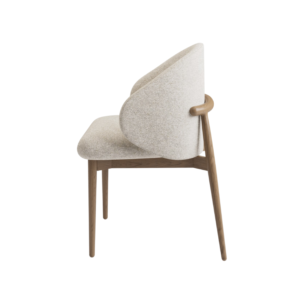 Silla Tess de madera cachimbo con tela beige