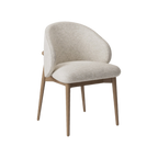 Silla Tess de madera cachimbo con tela beige