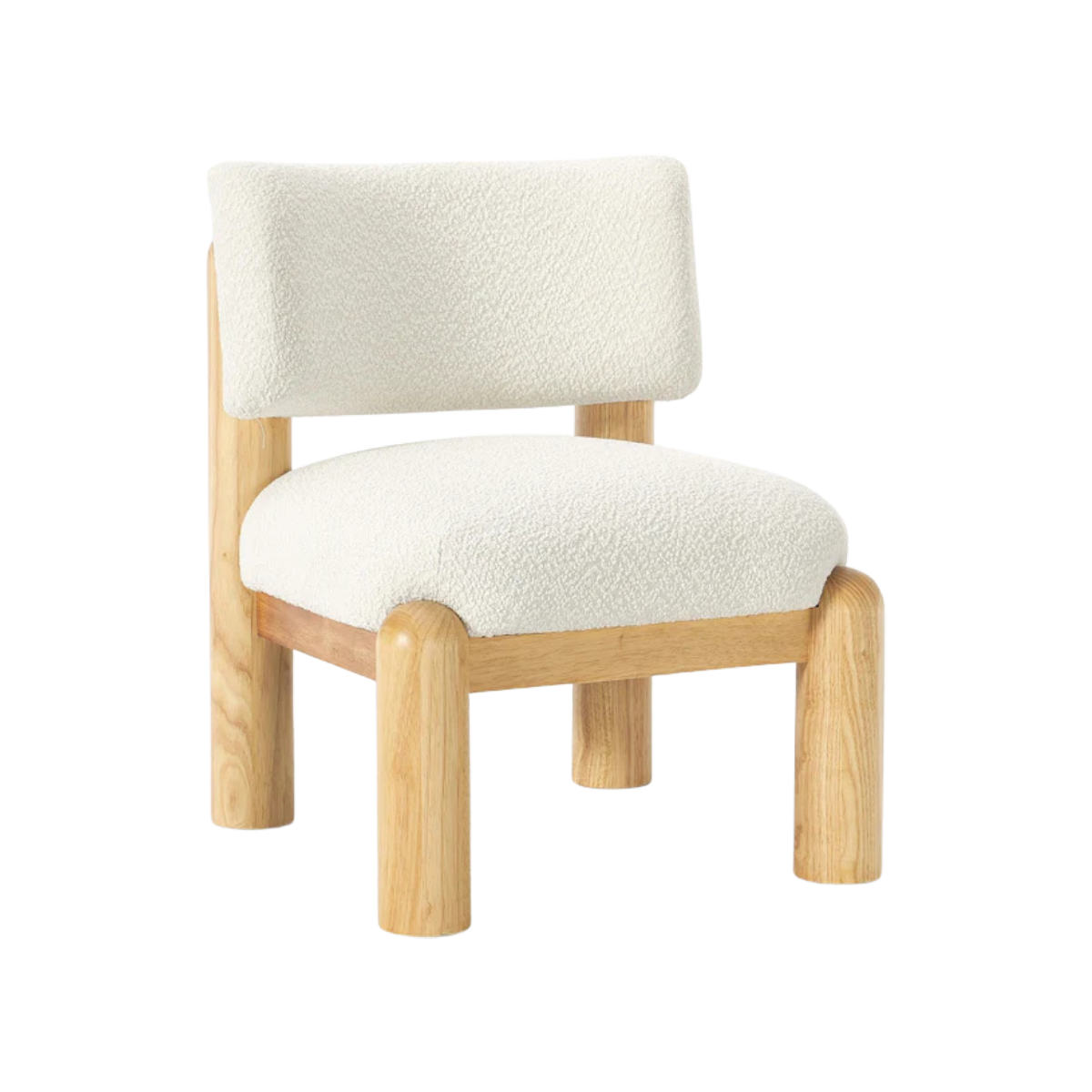 Sillón Harlow boucle blanco madera maciza pino