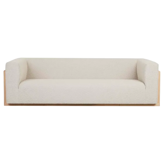 Sofá Juno beige con madera maciza (3 plazas)