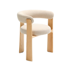 Silla Sean de 3 patas chenille beige de madera enchape fresno