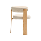Silla Sean de 3 patas chenille beige de madera enchape fresno