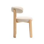 Silla Sean chenille beige de madera enchape fresno