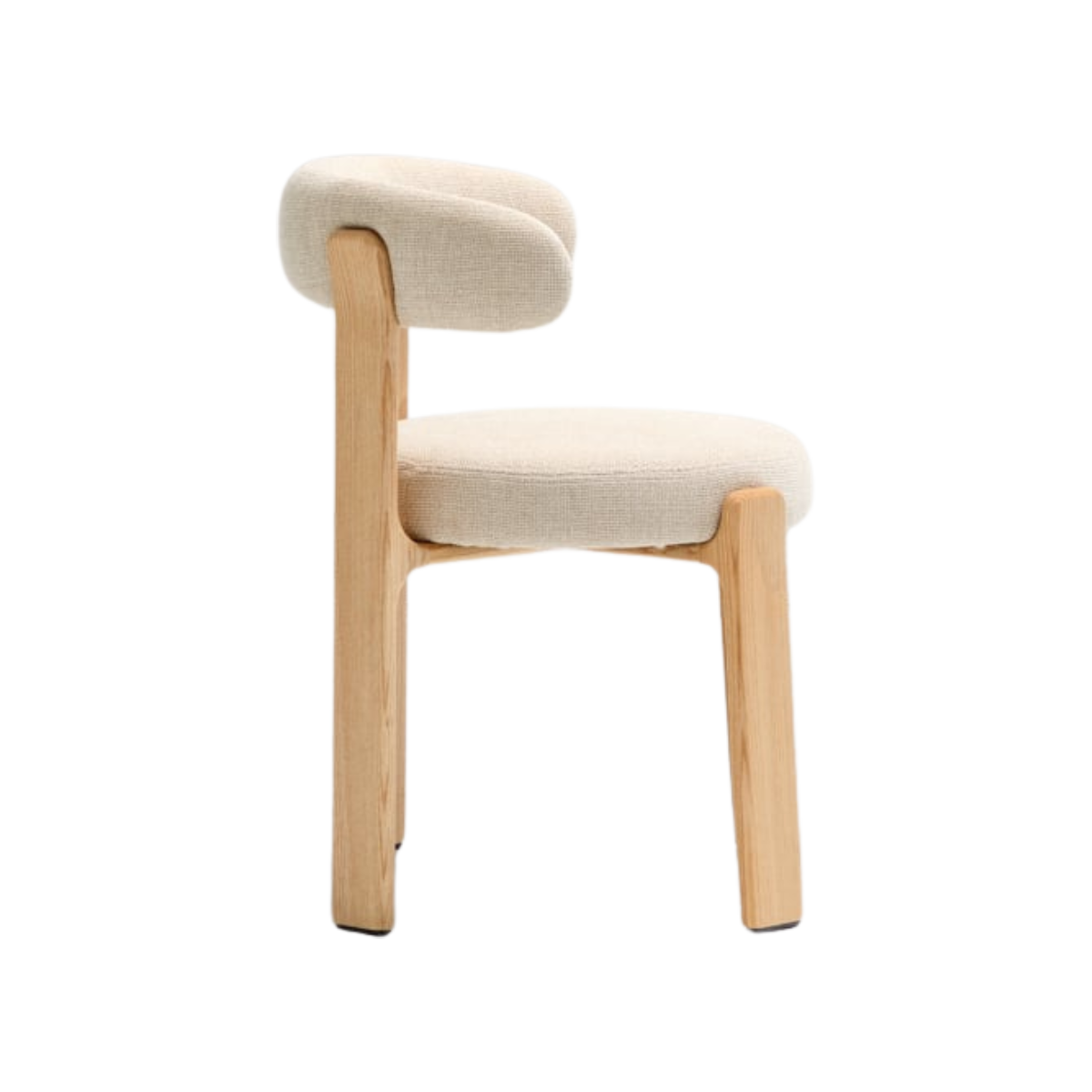 Silla Sean chenille beige de madera enchape fresno