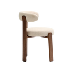 Silla Sean chenille beige de madera enchape nogal