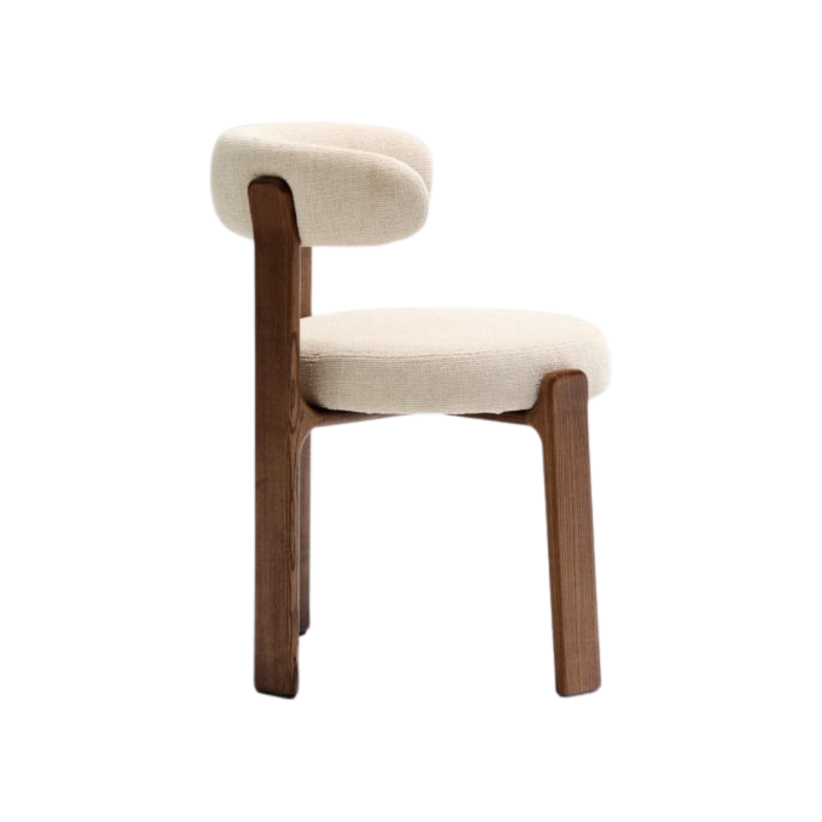 Silla Sean chenille beige de madera enchape nogal
