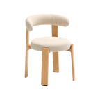 Silla Sean chenille beige de madera enchape fresno