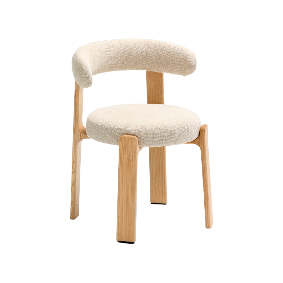 Silla Sean chenille beige de madera enchape fresno