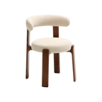 Silla Sean chenille beige de madera enchape nogal
