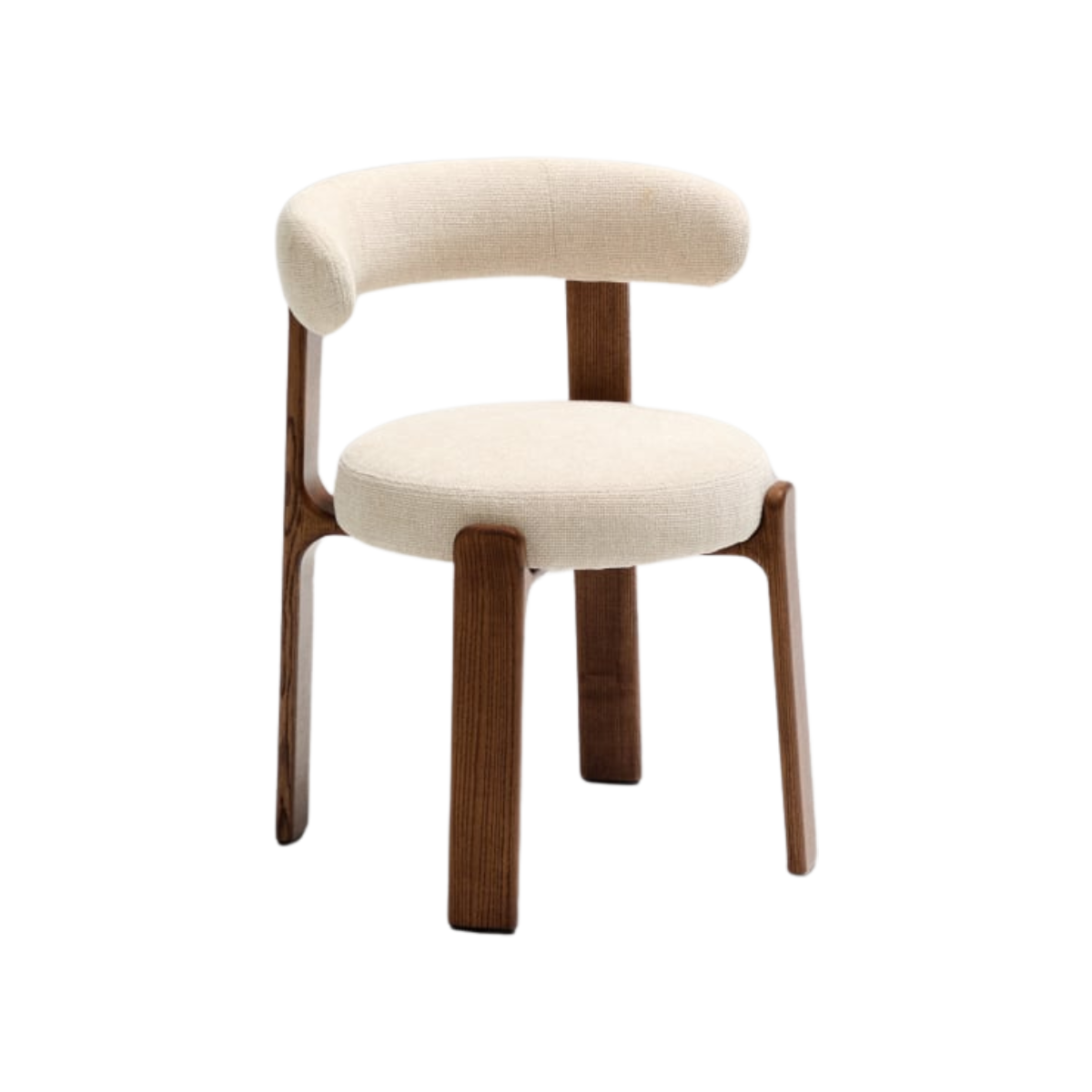 Silla Sean chenille beige de madera enchape nogal