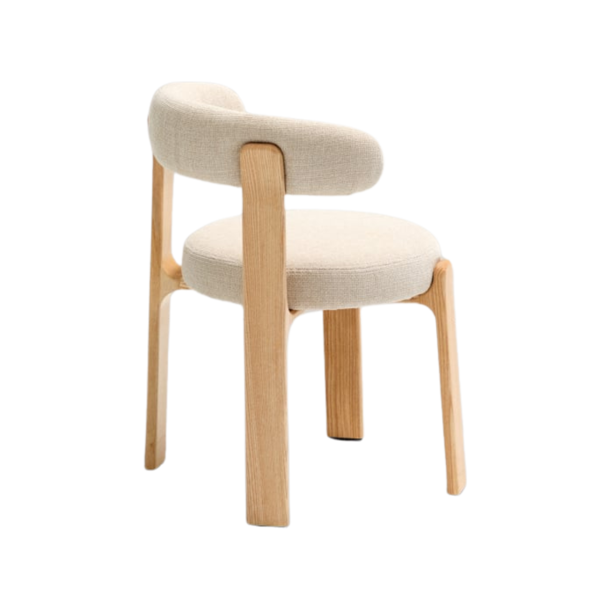 Silla Sean chenille beige de madera enchape fresno