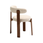 Silla Sean chenille beige de madera enchape nogal